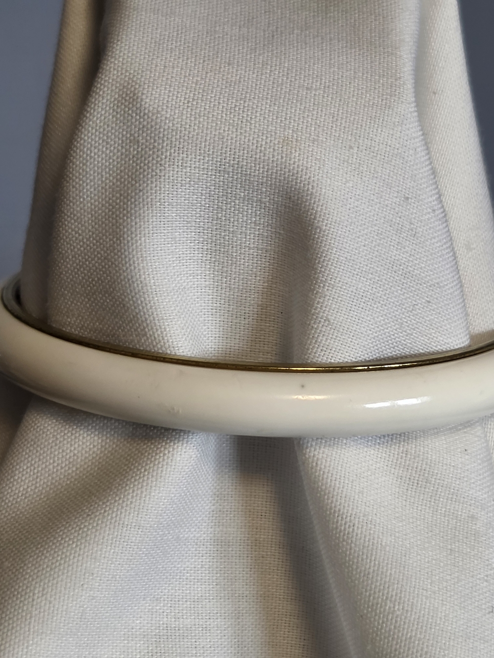 Vtg Monet White Enamel Bangle Bracelet with Gold-Tine Trim